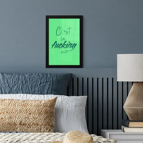 c'est la fucking vie - Groen - Penseelstijl fotolijst zwart zonder passe partout klein -sfeer3