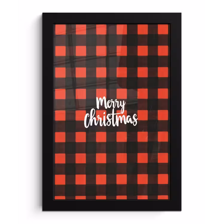 Geruit - Rood - Tekst - Christmas fotolijst zwart zonder passe partout klein -3d