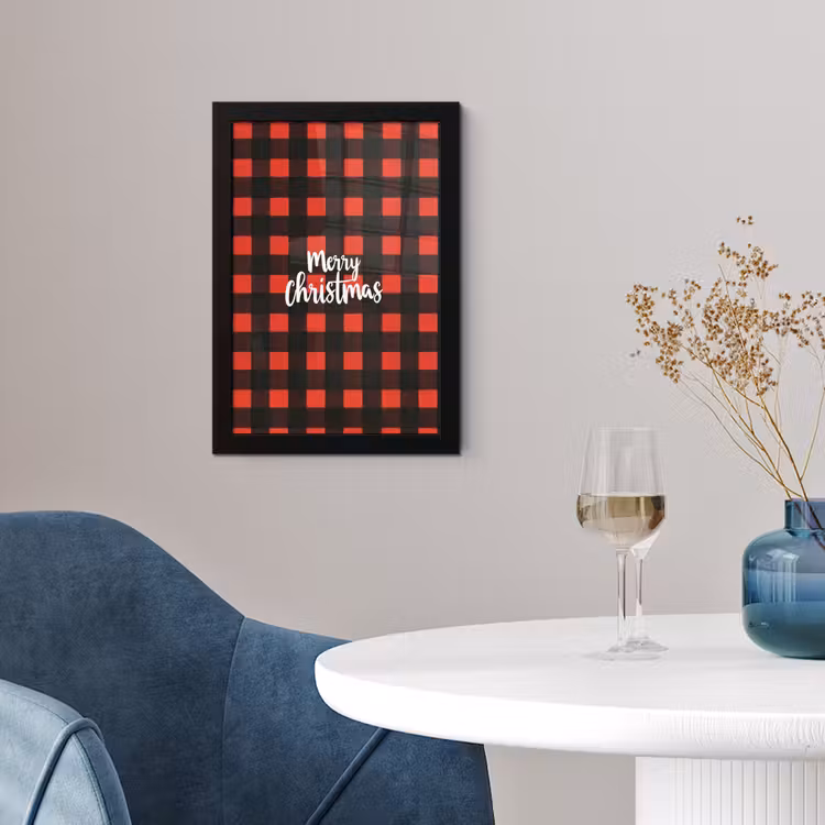 Geruit - Rood - Tekst - Christmas fotolijst zwart zonder passe partout klein -sfeer4