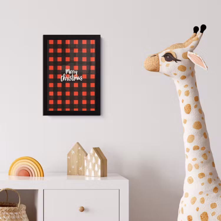 Geruit - Rood - Tekst - Christmas fotolijst zwart zonder passe partout klein -usfeer4_kinderkamer