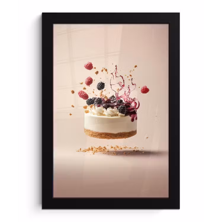 Cheesecake - Eten - Roze - Taart fotolijst zwart zonder passe partout klein -3d
