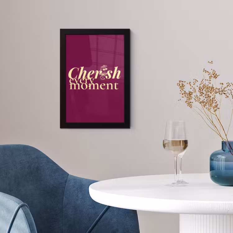 Cherish every moment - Cocktailglas - Bordeaux fotolijst zwart zonder passe partout klein -sfeer4