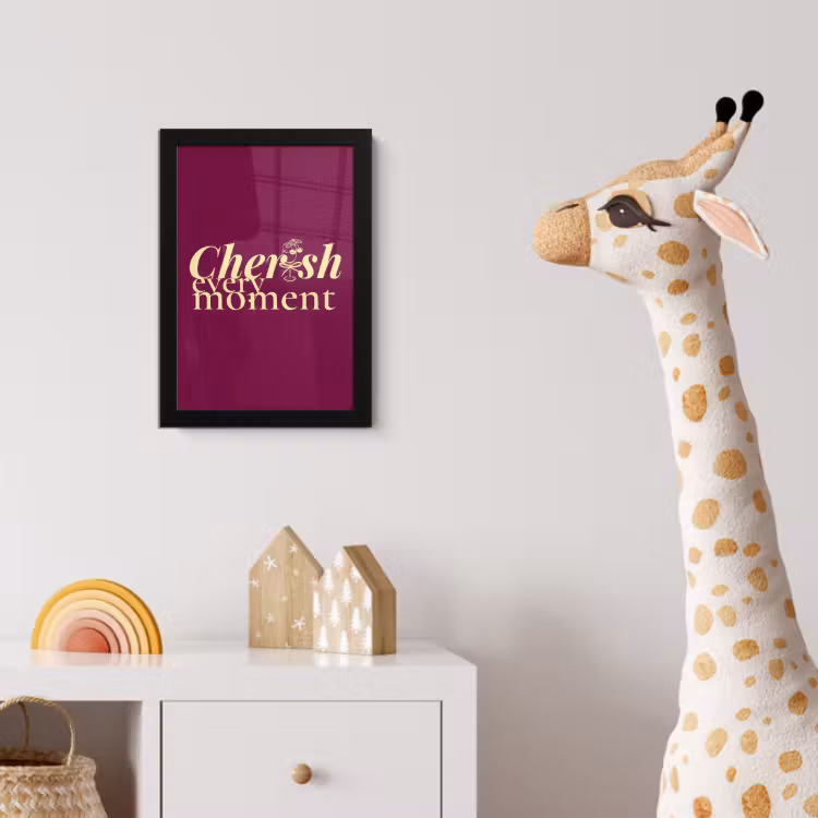 Cherish every moment - Cocktailglas - Bordeaux fotolijst zwart zonder passe partout klein -usfeer4_kinderkamer