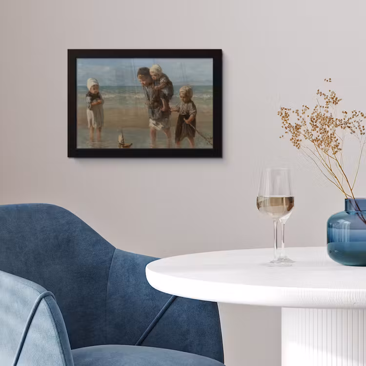 Kinderen der zee - Schilderij van Jozef Israëls fotolijst zwart zonder passe partout klein -sfeer4