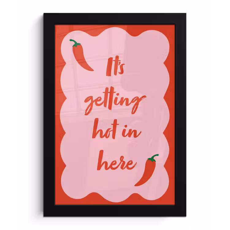 Chilipeper - Red - Hot - Quotes fotolijst zwart zonder passe partout klein -3d