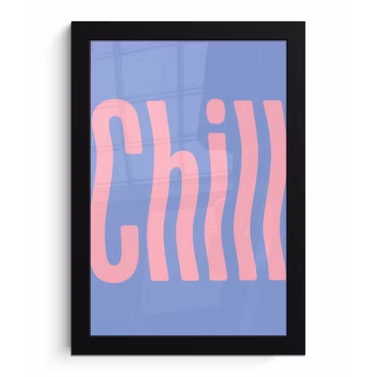 Chill - Roze - Blauw - Golvend fotolijst zwart zonder passe partout klein -3d