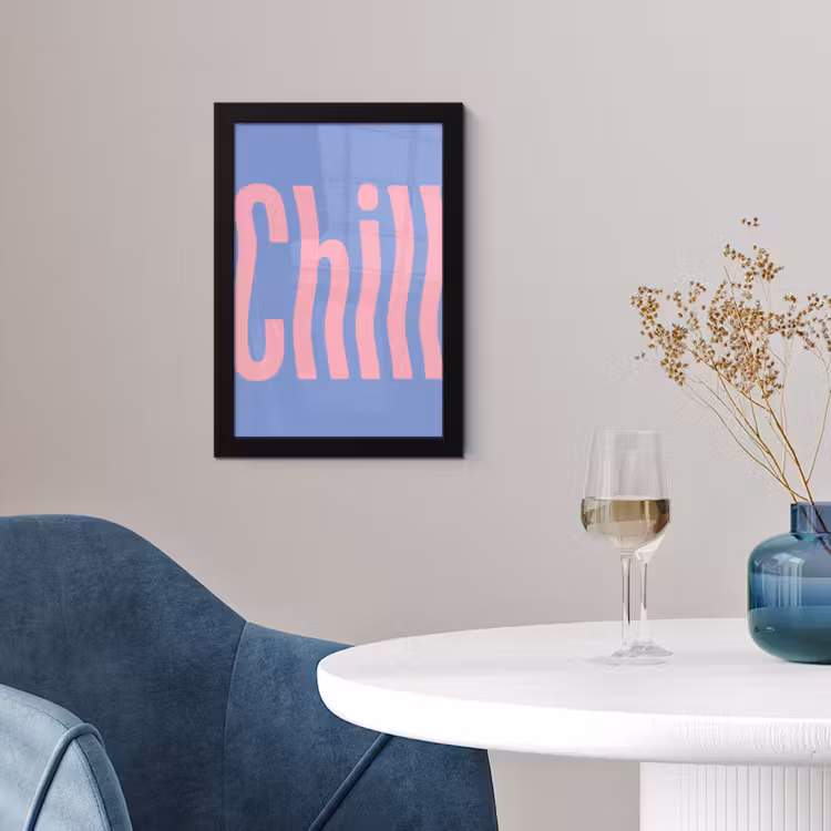 Chill - Roze - Blauw - Golvend fotolijst zwart zonder passe partout klein -sfeer4