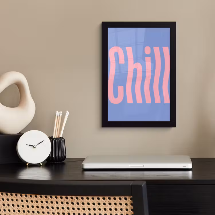 Chill - Roze - Blauw - Golvend fotolijst zwart zonder passe partout klein -sfeer1