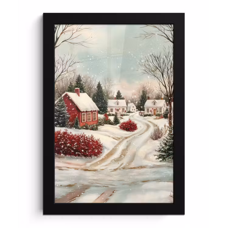 Kerstsfeer - Landelijk - Rood fotolijst zwart zonder passe partout klein -3d