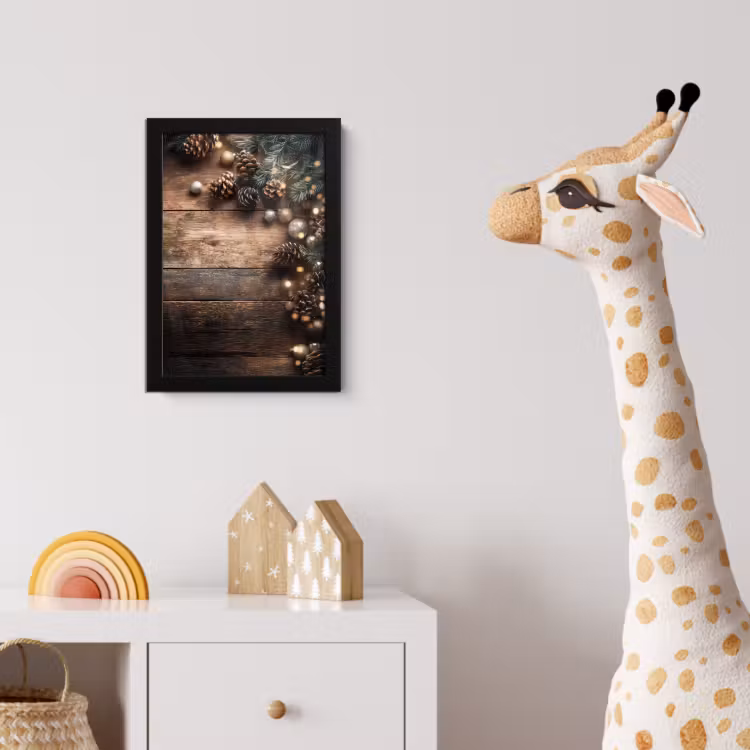 Kersthoekdecoratie - Dennenappels - Lichtjes fotolijst zwart zonder passe partout klein -usfeer4_kinderkamer