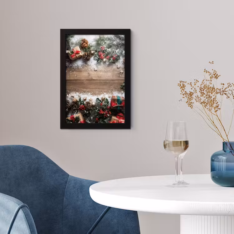 Kerstdecoratie - Geschenken - Hout - Veelkleurig fotolijst zwart zonder passe partout klein -sfeer4