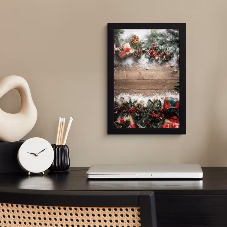 Kerstdecoratie - Geschenken - Hout - Veelkleurig fotolijst zwart zonder passe partout klein -sfeer1