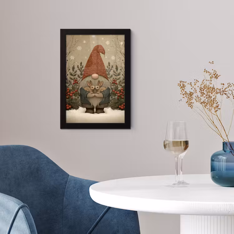 Kerstgnome - Konijntjes - Kleurrijk fotolijst zwart zonder passe partout klein -sfeer4