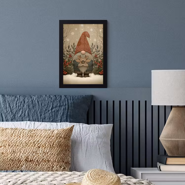Kerstgnome - Konijntjes - Kleurrijk fotolijst zwart zonder passe partout klein -sfeer3