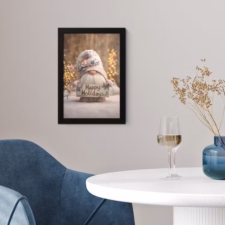 Kerst - Gnome - Bord - Kleurrijk fotolijst zwart zonder passe partout klein -sfeer4