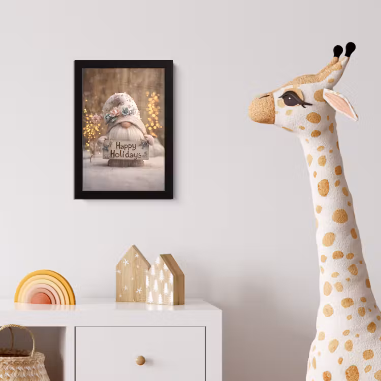 Kerst - Gnome - Bord - Kleurrijk fotolijst zwart zonder passe partout klein -usfeer4_kinderkamer