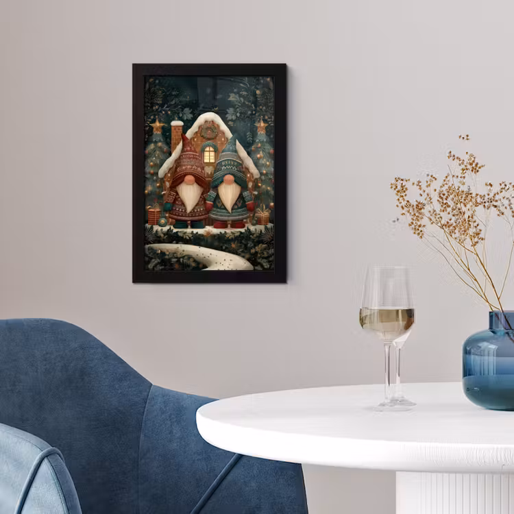 Kerst - Gnomen - Peperkoekhuisje - Rood - Groen fotolijst zwart zonder passe partout klein -sfeer4