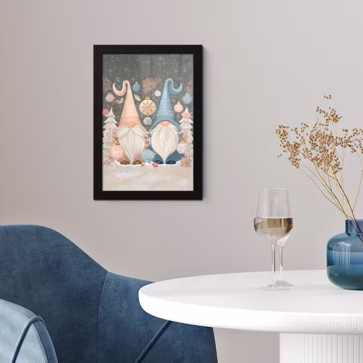 Kerst - Gnomen - Pastel fotolijst zwart zonder passe partout klein -sfeer4
