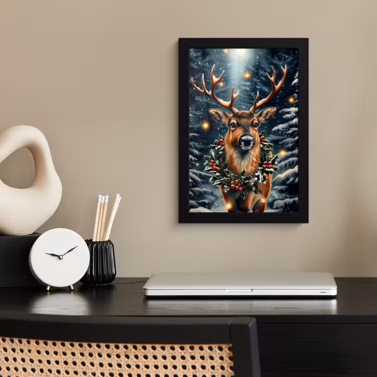 Kerst - Magie - Bos - Kleurrijk fotolijst zwart zonder passe partout klein -sfeer1