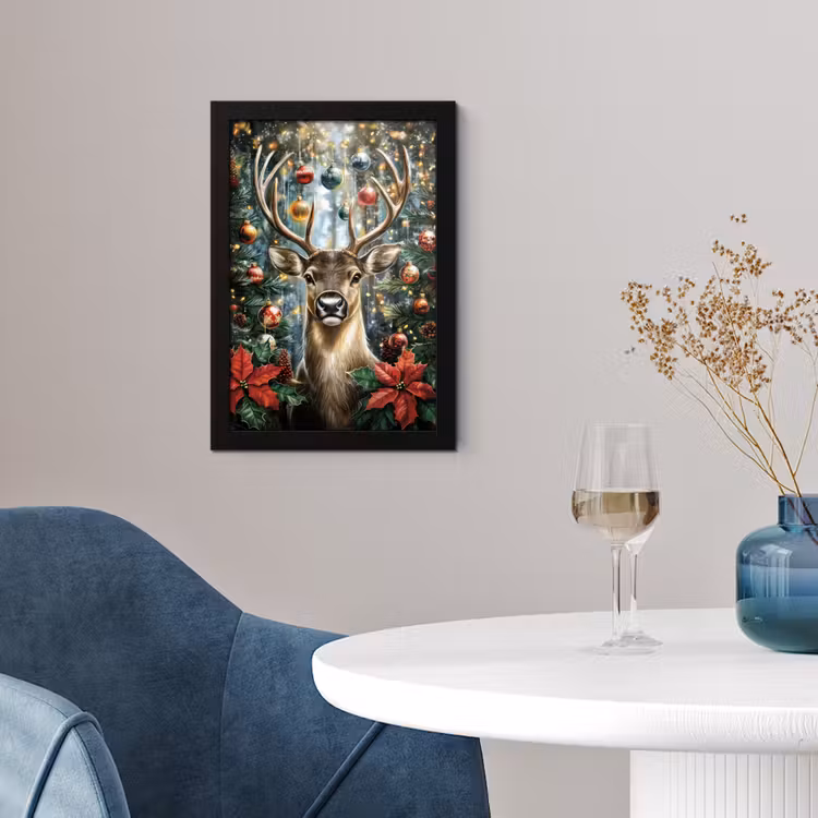 Kerstfeest - Dennenbos - Rood fotolijst zwart zonder passe partout klein -sfeer4