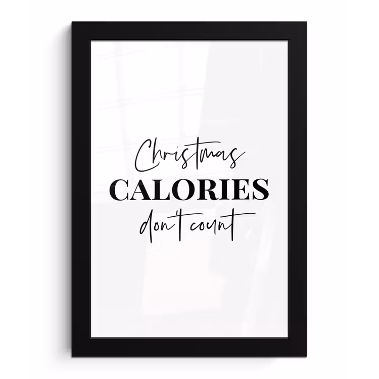 Kerst quote - Winter - Christmas calories - Wit fotolijst zwart zonder passe partout klein -3d