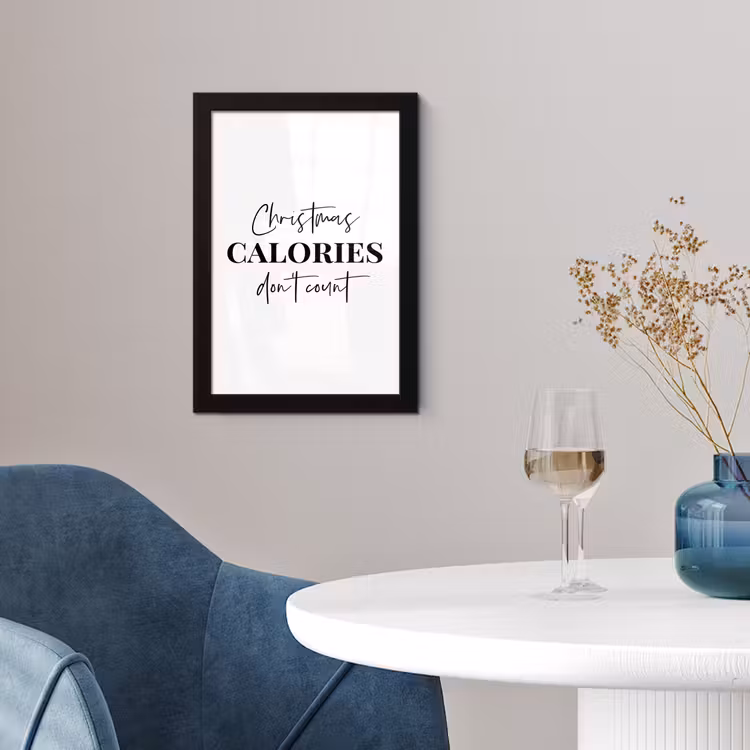 Kerst quote - Winter - Christmas calories - Wit fotolijst zwart zonder passe partout klein -sfeer4