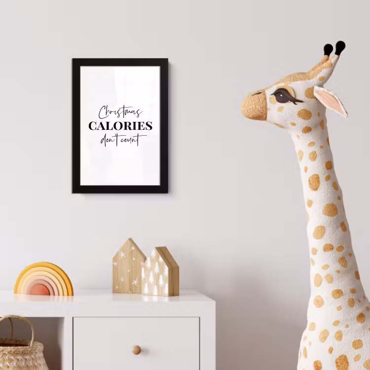 Kerst quote - Winter - Christmas calories - Wit fotolijst zwart zonder passe partout klein -usfeer4_kinderkamer
