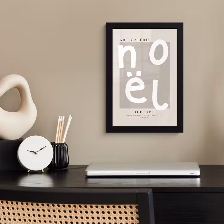Kerstmis - Quotes - Noël - Wit - Beige fotolijst zwart zonder passe partout klein -sfeer1