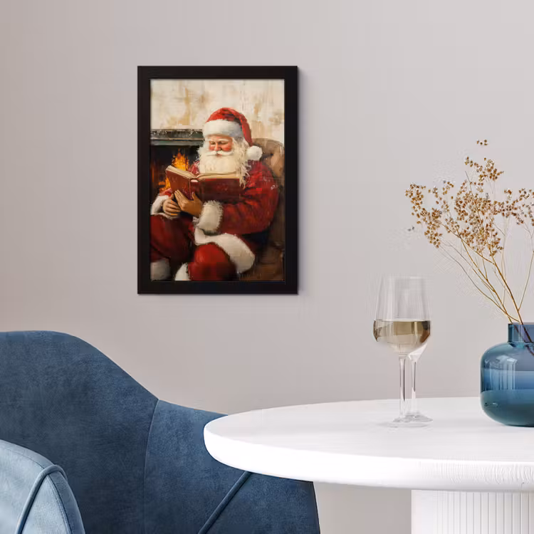 Kerst - Kerstman - Winter - Open Haard fotolijst zwart zonder passe partout klein -sfeer4