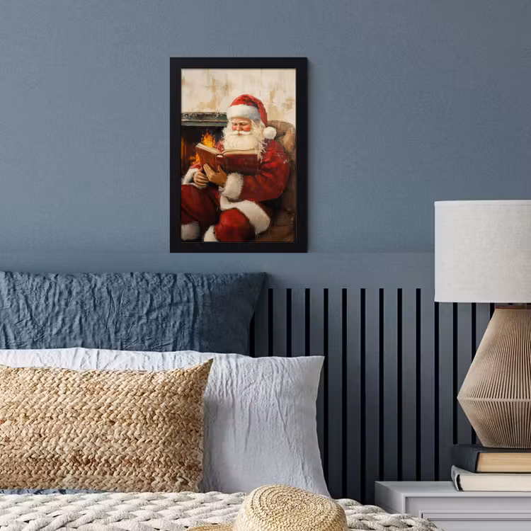 Kerst - Kerstman - Winter - Open Haard fotolijst zwart zonder passe partout klein -sfeer3