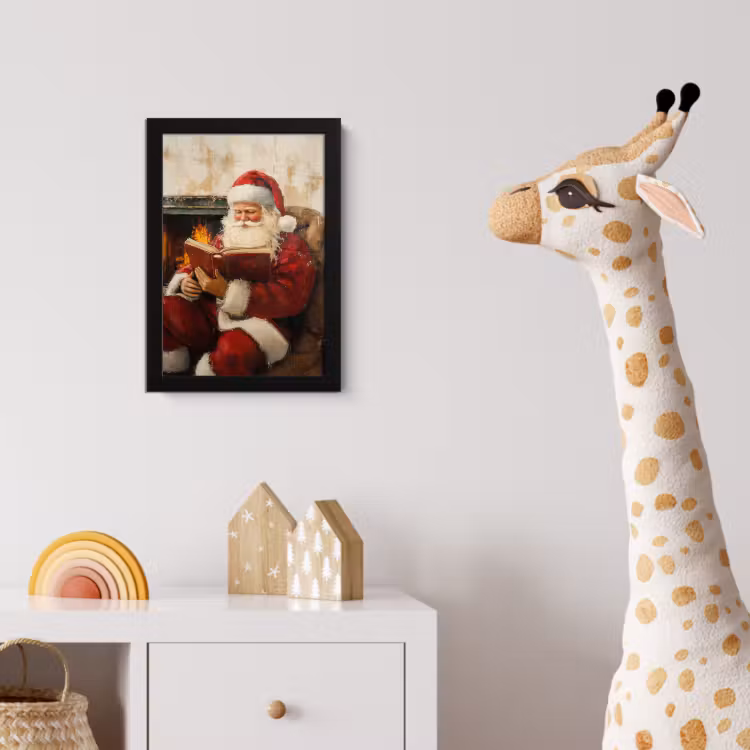 Kerst - Kerstman - Winter - Open Haard fotolijst zwart zonder passe partout klein -usfeer4_kinderkamer