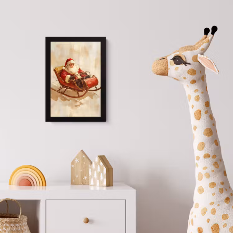 Kerst - Slee - Kerstman fotolijst zwart zonder passe partout klein -usfeer4_kinderkamer