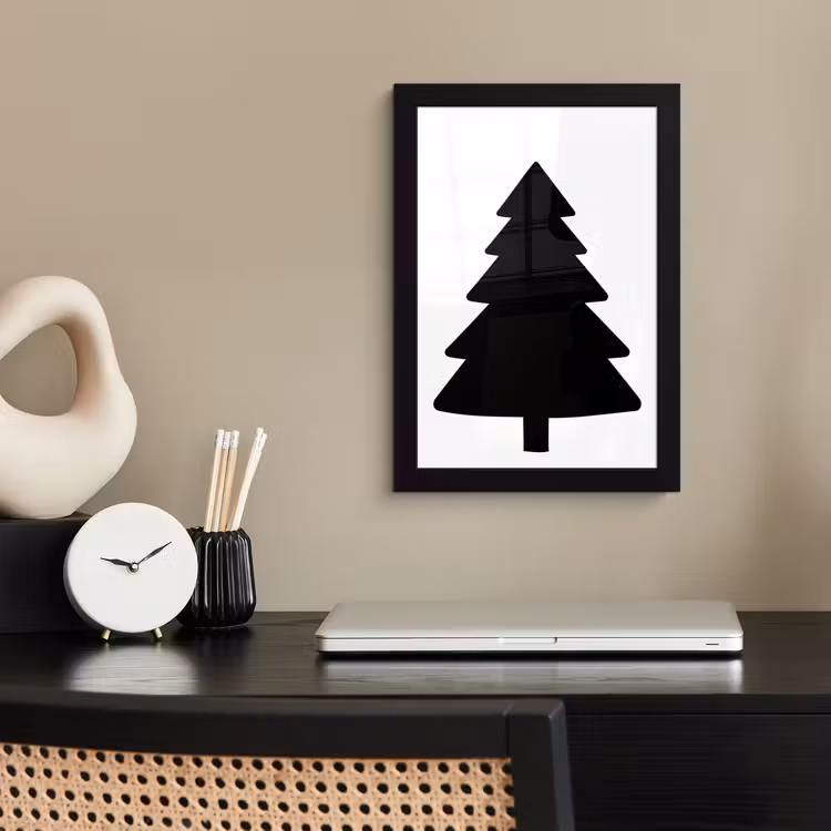 Kerstboom - Zwart - Kerstmis - Feest fotolijst zwart zonder passe partout klein -sfeer1
