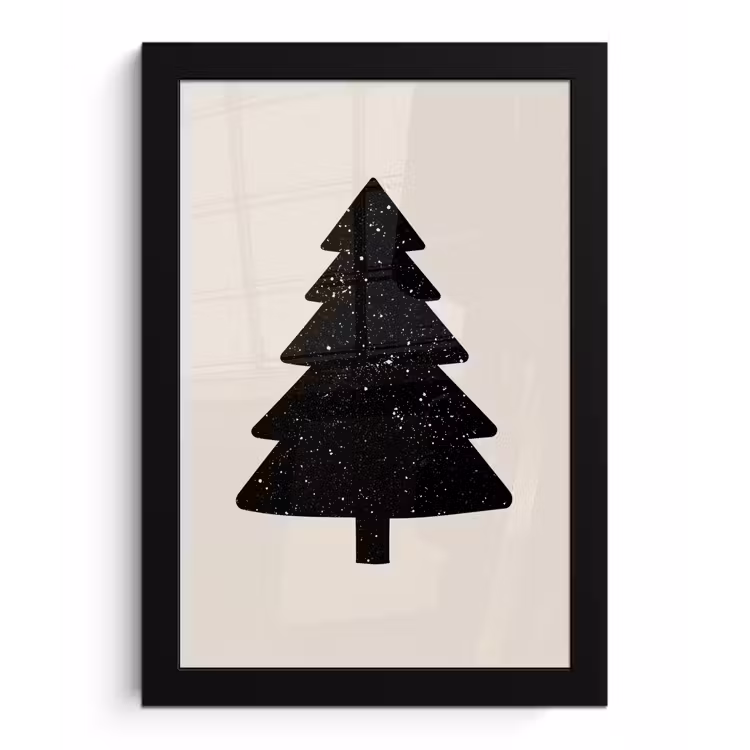 Kerstboom - Zwart - Feestdagen - Beige fotolijst zwart zonder passe partout klein -3d