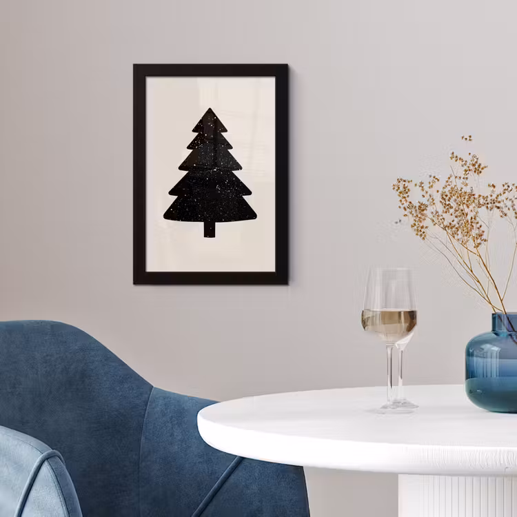 Kerstboom - Zwart - Feestdagen - Beige fotolijst zwart zonder passe partout klein -sfeer4