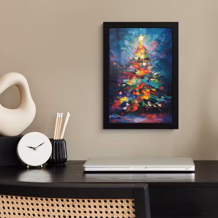 Kerstboom - Kerst - Abstract - Kleurrijk fotolijst zwart zonder passe partout klein -sfeer1