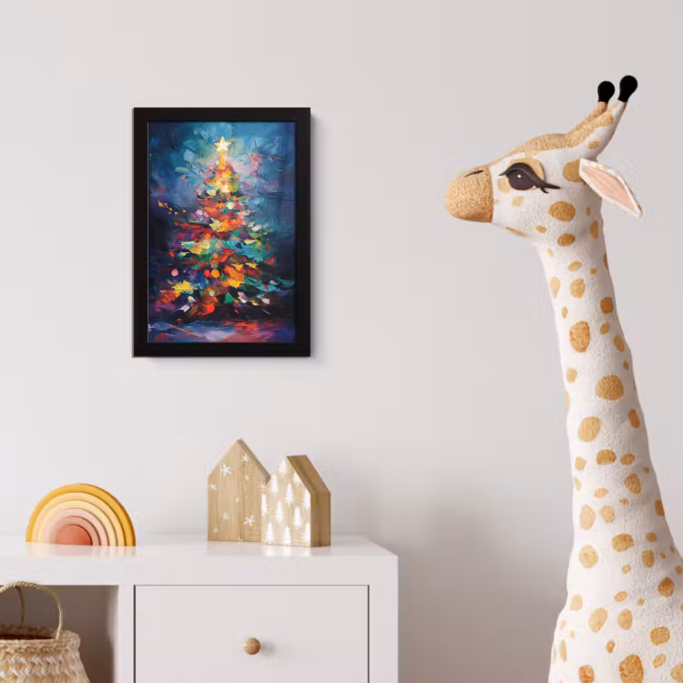 Kerstboom - Kerst - Abstract - Kleurrijk fotolijst zwart zonder passe partout klein -usfeer4_kinderkamer
