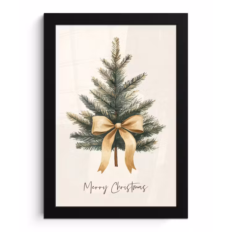 Kerstboom - Kerst - Merry Christmas - Beige fotolijst zwart zonder passe partout klein -3d