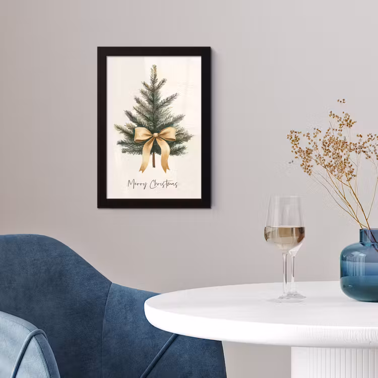 Kerstboom - Kerst - Merry Christmas - Beige fotolijst zwart zonder passe partout klein -sfeer4