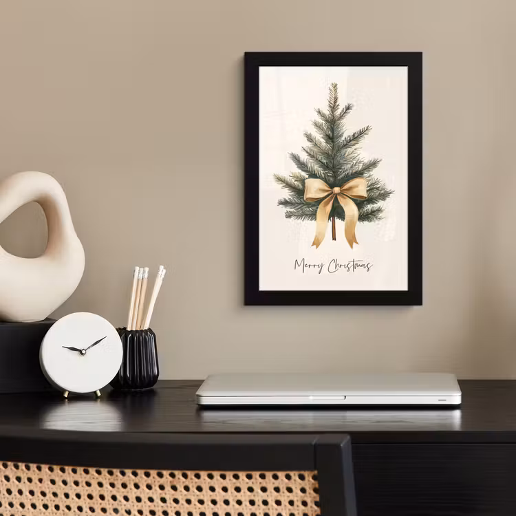 Kerstboom - Kerst - Merry Christmas - Beige fotolijst zwart zonder passe partout klein -sfeer1
