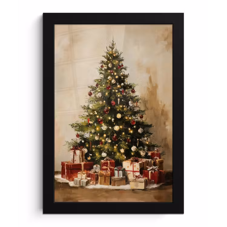 Kerstboom - Versierd - Kleurrijk fotolijst zwart zonder passe partout klein -3d