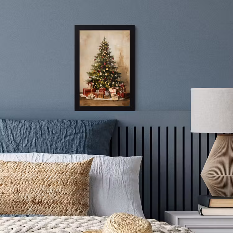 Kerstboom - Versierd - Kleurrijk fotolijst zwart zonder passe partout klein -sfeer3