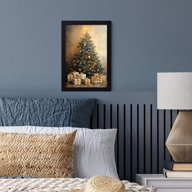 Kerstboom - Cadeaus - Goud fotolijst zwart zonder passe partout klein -sfeer3