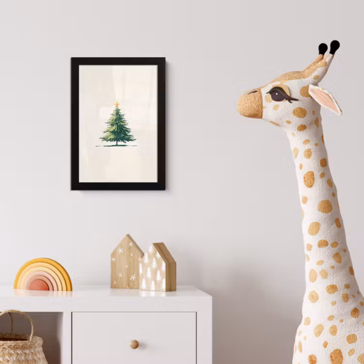 Kerstboom - Illustratie - Ster - Sneeuw fotolijst zwart zonder passe partout klein -usfeer4_kinderkamer