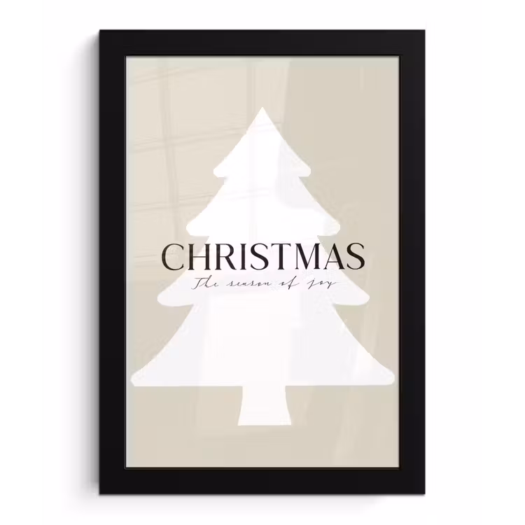 Kerstboom - Japandi - Christmas - Beige fotolijst zwart zonder passe partout klein -3d