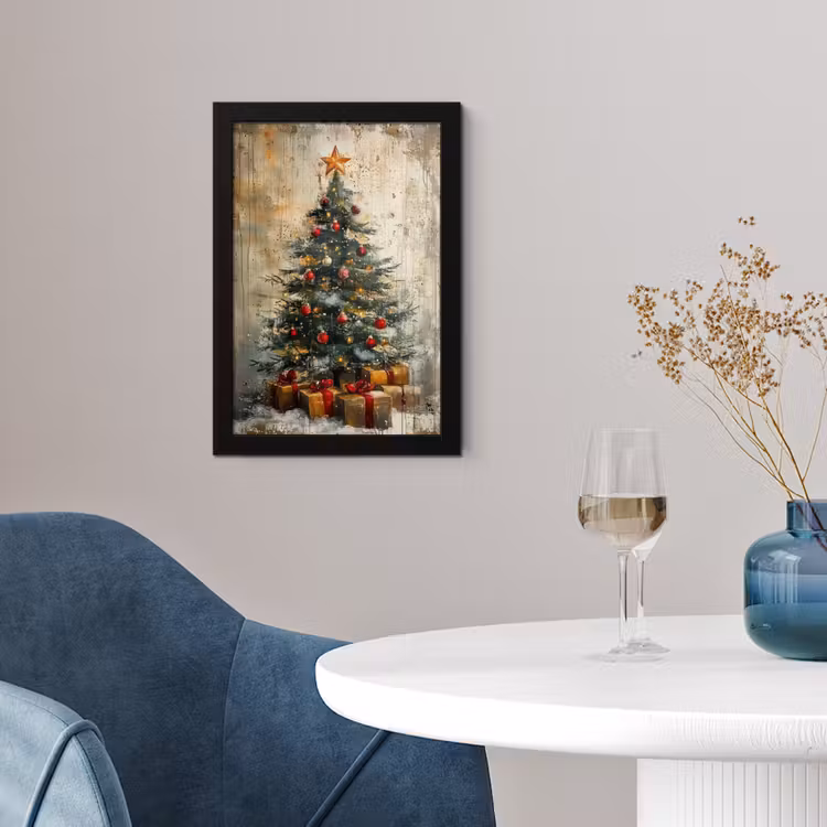 Kerstboom - Vintage - Kerst - Cadeau fotolijst zwart zonder passe partout klein -sfeer4