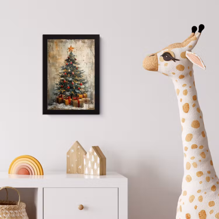 Kerstboom - Vintage - Kerst - Cadeau fotolijst zwart zonder passe partout klein -usfeer4_kinderkamer