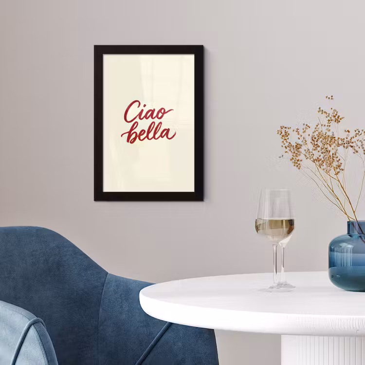 Ciao bella - Rood - Wit - Minimalistisch fotolijst zwart zonder passe partout klein -sfeer4