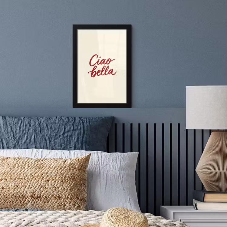 Ciao bella - Rood - Wit - Minimalistisch fotolijst zwart zonder passe partout klein -sfeer3