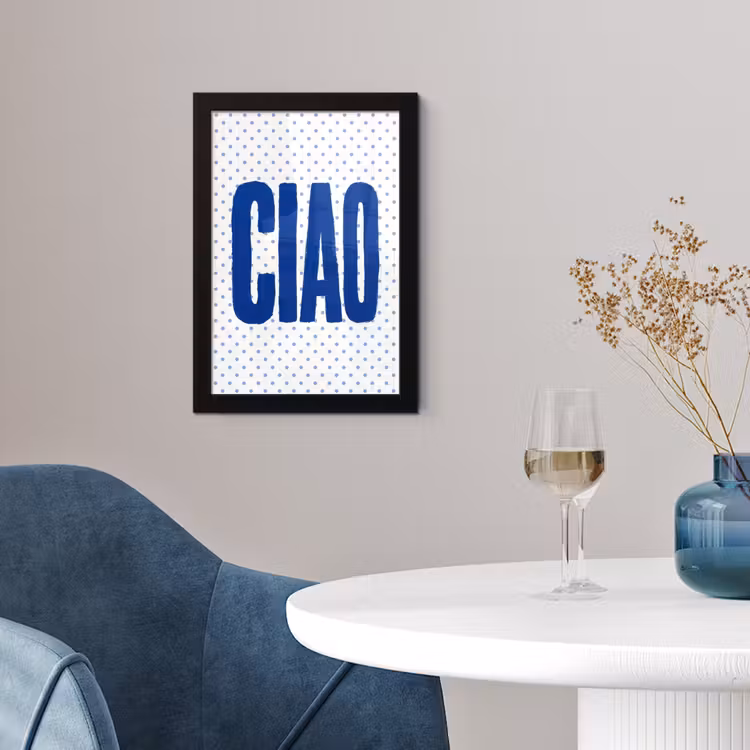 Ciao - Blauw - Stippen fotolijst zwart zonder passe partout klein -sfeer4